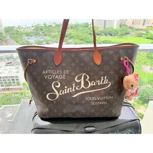 Louis Vuitton St Barth Neverfull GM Monogram Shoulder Bag Tote Cabas White Rare